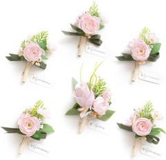 6pcs Groomsmen Boutonniere Collection