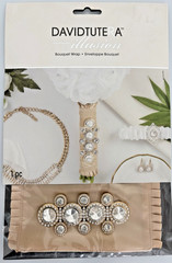 David Tutera Bouquet Wrap Gold Satin Rhinestones Wedding Bridal