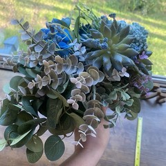Bridal Wedding Bouquet Budget Friendly Handmade Faux Florals Blue Purple Green