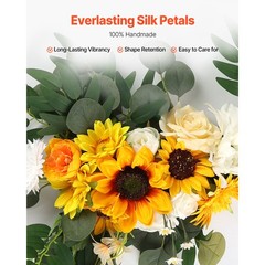 Uimoso Artificial Wedding Arch Flowers Kit Yellow With 2Pcs Flowers 1 Pcs Drapes