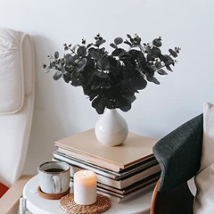 6 Pcs Artificial Black Eucalyptus Stems – 14″ Leaves – Branches