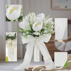Bridal Bouquet Handheld Bridal Floral Arrangement Silk-Like-Wrapped for