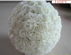 Ivory Rose Flower Ball Wedding Decorating Kissing Ball 6 Inches