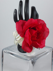 Prom Wrist Corsage & Boutonniere Artificial Red and White Flower Diamond