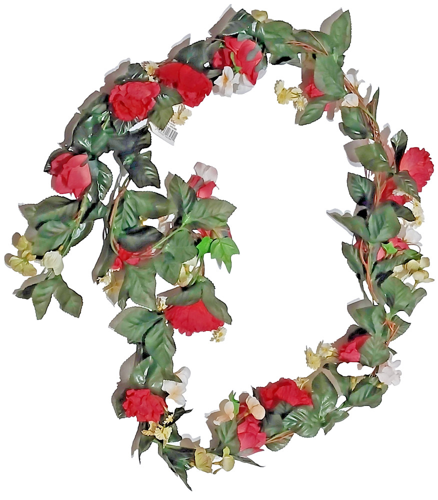 6′ FOOT ARTIFICIAL MULBERRY ROSE GARLAND FLEXIBLE PLASTIC STEMS FAUX FLOWERS NWT