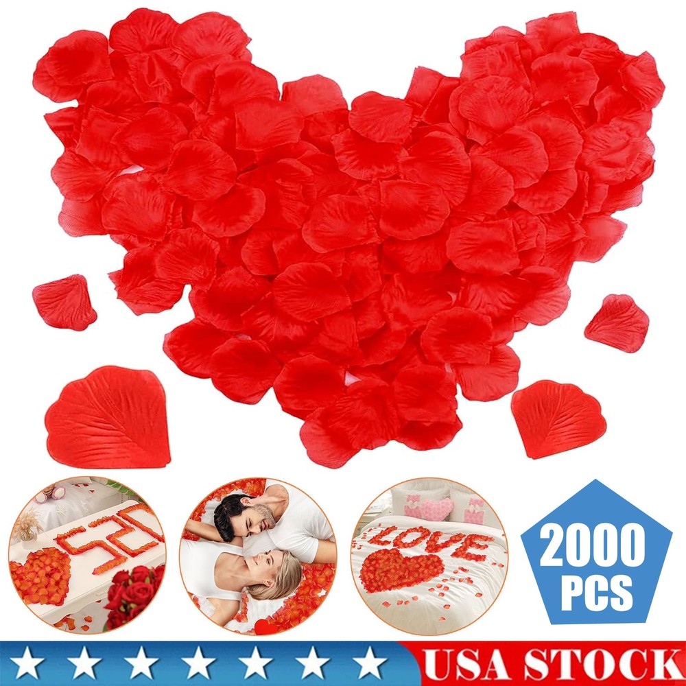 1000/2000x Silk Red Rose Petals Flower Romantic Night Wedding Event Party Decor