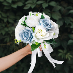 Wedding Bouquets for Bride & Bridesmaid – Realistic Silk Flowers Artificial Rose