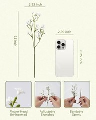 24Pcs Babys Breath Artificial Flowers Bulk, 11inch Fake 24PCS Attractive White