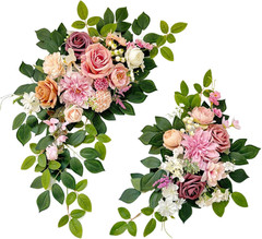 Odouzy Pack of 2 Wedding Arch, Artificial Flowers, Wedding Decor，Flower Garland