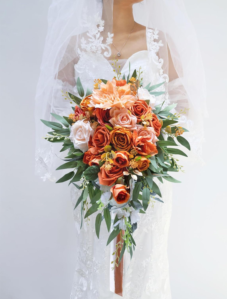 Burnt Orange Terracotta Wedding Bouquet for Vintage Fall Ceremonies
