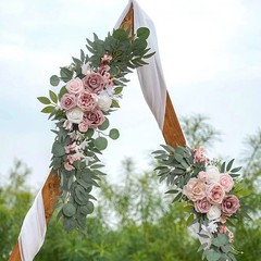 Artificial Wedding Arch Flowers Kit Boho Dusty Rose Blue Eucalyptus Garland