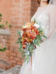 Burnt Orange Terracotta Wedding Bouquet for Vintage Fall Ceremonies