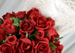 Roses Are Red Waterfall Faux Silk Wedding Bouquet