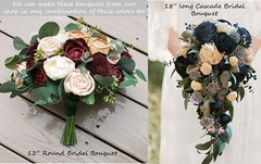 Burgundy Navy Blue Sola Wood Peony Bridesmaid Hoop Ring Bouquet Wedding Flowers