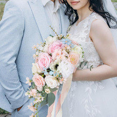 Blush Pink Wedding Bouquets for Bride,10 Inch Fake Cascading Bridal Bouquet Silk