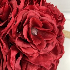 Silk Flower 9” Kissing Ball Red Rose Pomander Wedding Home Decor