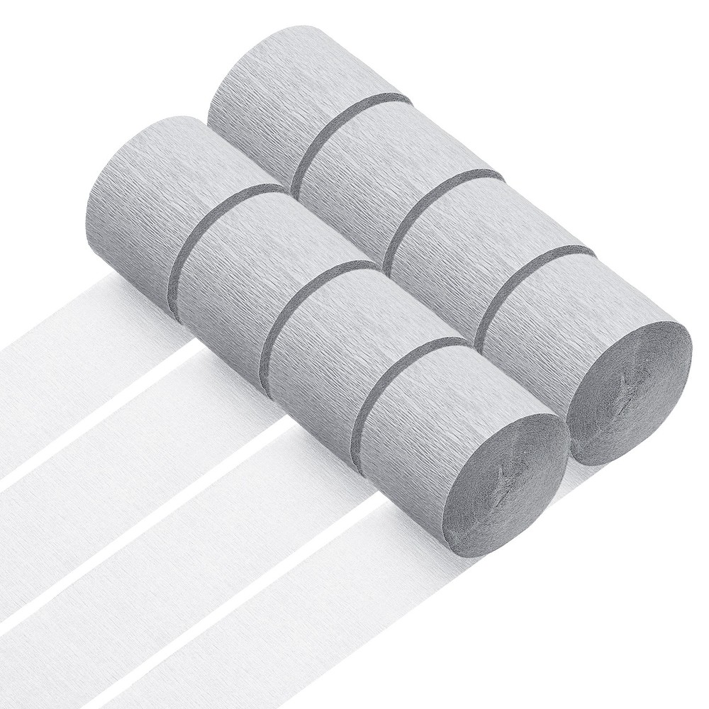 8 Rolls Crepe Paper Streamers 656ft Rainbow Streamers, Silver
