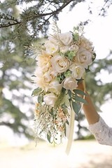 Cascading Bouquets for Bride Beige Rose Artificial Bridal Bouquet for Boho Ru…