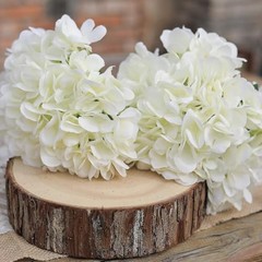 5PCS 15.4In Artificial Hydrangea Silk Flowers Bouquet Faux Hydrangea 5pc-white