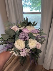 Artificial Rose & Eucalyptus Wedding Garland Floral Decor Purple White Green