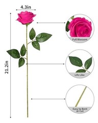 10pcs Silk Roses Artificial Flowers Fake Rose for Arrangement Wedding Fuchsia