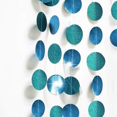 Cheerland Glitter Teal Blue 13 Foot (Pack of 4), Circle Garland