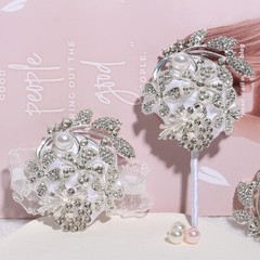 Wrist Corsage with Peal and Rhinestone Corsage and Boutonniere Set for Weddin…