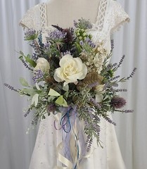 Lavender and Rose Garden Faux Silk Wedding Bouquet