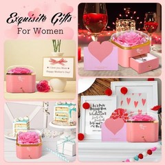 Valentines Day Gifts for Her,Preserved Rose with Necklace Forever Pink