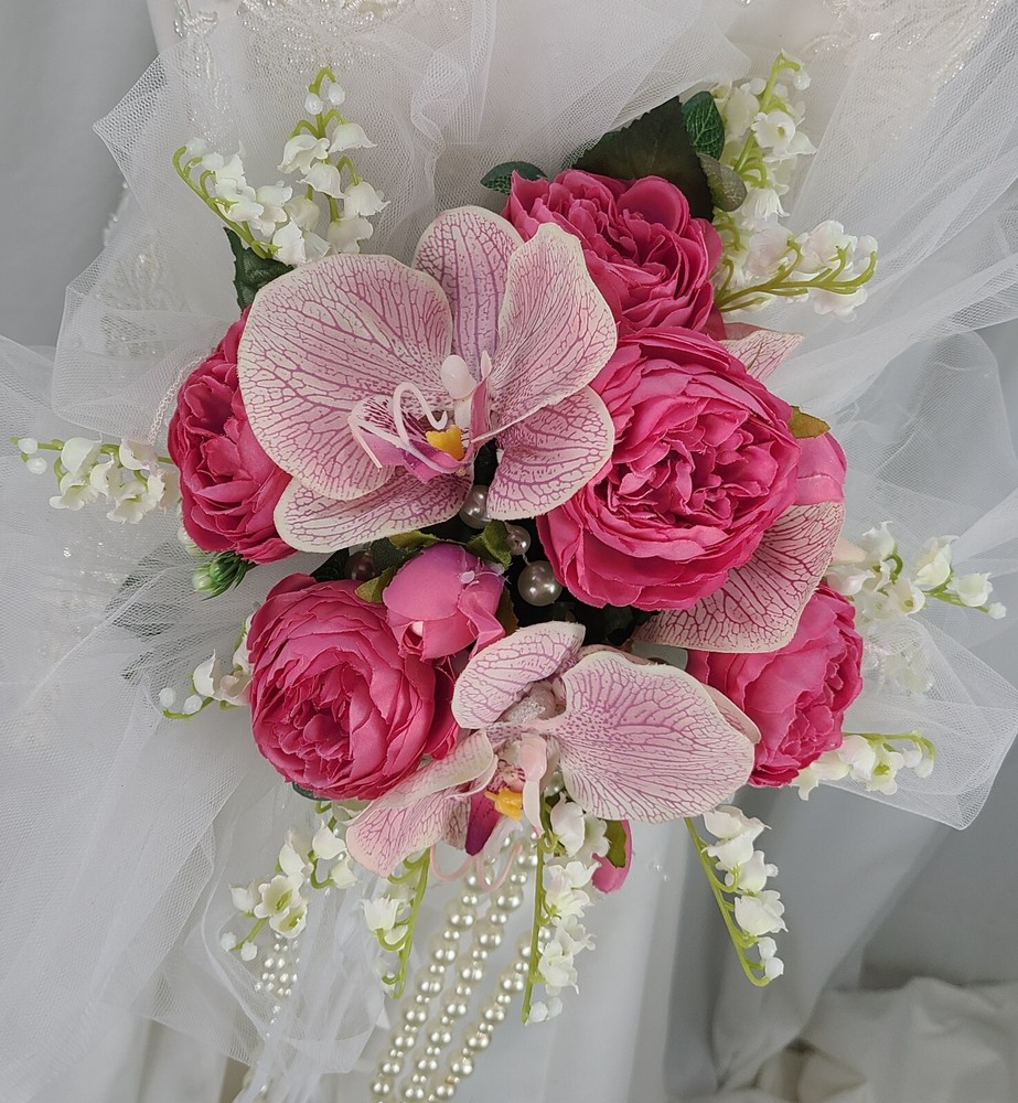 Pretty Ballerina Rose and Orchid Faux Silk Wedding Bouquet
