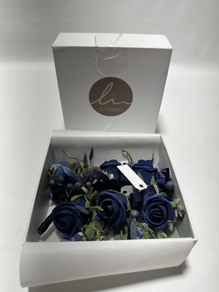 Ling’s Moment 6pc Blue Groom Boutonniere Wedding Prom