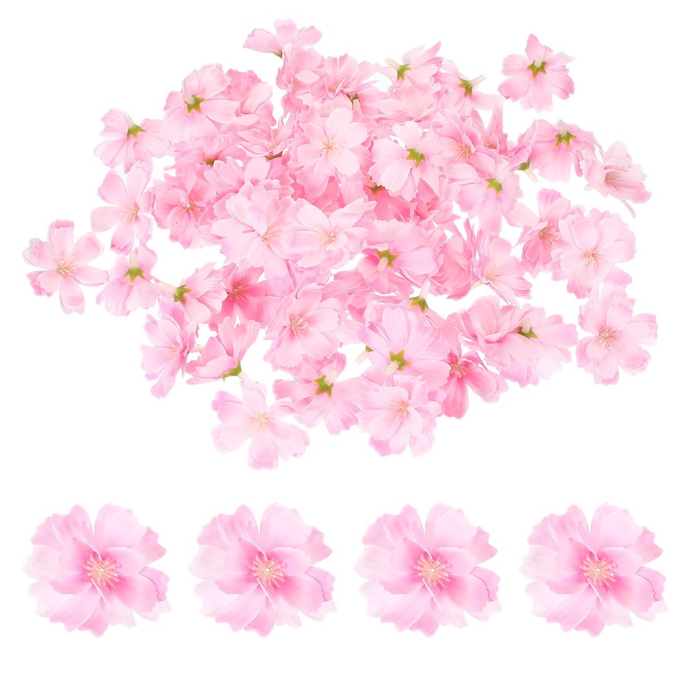 100Pcs Fake Silk Flower Heads Artificial Cherry Blossom Wedding Light Pink
