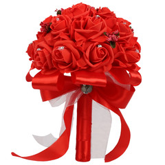 Elegant Crystal Pearl Bridal Bouquet with Satin Ribbons and Rhinestone Accents f