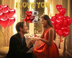 40 Pack I Love You Balloons and Heart Balloons Kit with 1000 Pcs Dark-Red