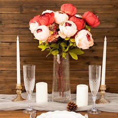 BURGUNDY DUSTY ROSE 2 Bouquets 19″ Silk Peony FLOWERS Artificial Floral Bushes
