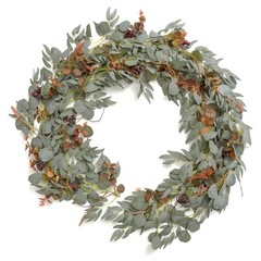 Ling’s Moment Eucalyptus Flower Greenery Garland with Willow Leaves 2pcs, 5.9…
