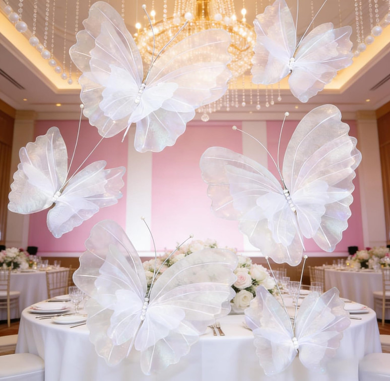 8pcs Giant Artificial Butterfly Decor 20”3D Butterflie for Wedding Party Decor