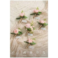 Blush Pink Boutonniere Set for Men, 6pcs Wedding Flowers