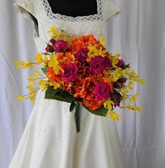 Beautiful and Bright Spring Garden Faux Silk Wedding Bouquet