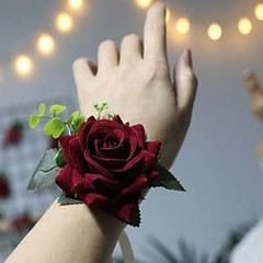 Arlai Wedding Prom Corsage and Boutonniere Set, Rose Wrist Corsage Ribbon Bracel