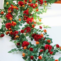 6FT Bendable Flower Garland, Artificial Rose Vine Hanging Floral 1pcs Red