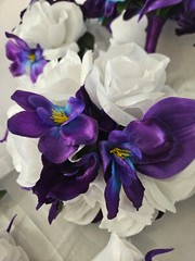 Wedding Bouquet Package, Turquoise, Purple, White, Flower Set 12 Pieces