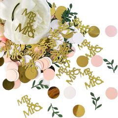 200 Pcs Rose Gold Glitter Wedding Table Confetti, Greenery Eucalyptus, Bridal Sh