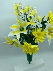 DIY Silk Flower Yellow Chrysanthemum White Lilly Bouquet (DIY)