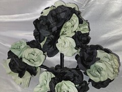 Wedding Bouquet Set, Black, Green Flower Package, 11 Pieces