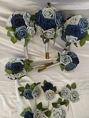 Shades of Blue Wedding Bouquet Set – Navy Blue, Blue, Gray Wedding Bouquet Set