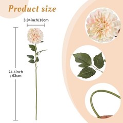 Pink Dahlia Artificial Flowers 5 Pcs Long Stem Silk Dahlia Champagne&pink