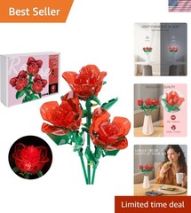 Artistic Rose Bouquet Building Kit with LED Lights – Perfect Gift for Her