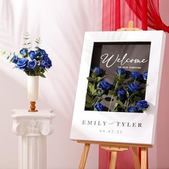12PCS Artificial Silk Flowers Realistic Roses Bouquet 6 Flowers 6 Buds Blue