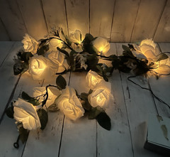 Wilton Lighted Bridal Garland Organza Roses Wedding Battery 6 Feet